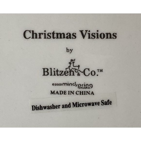 Set of 4 Christmas Visions by Blitzen & Co. Square Snack/Appetizer Plates - Picture 10 of 11